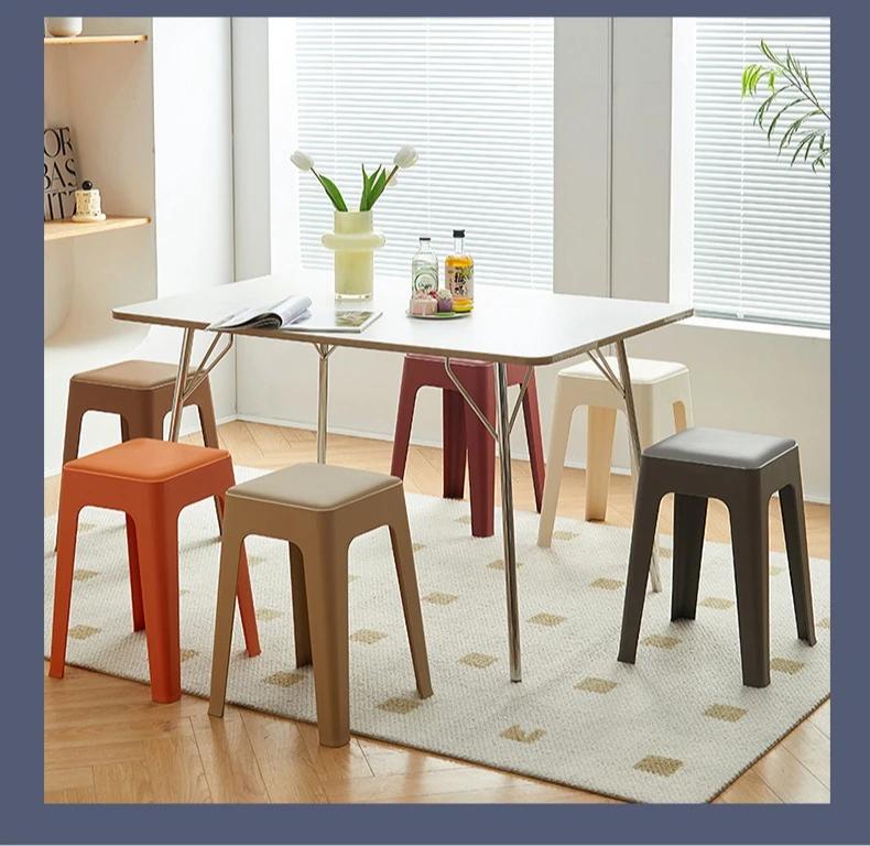 Nouveau tabouret en plastique pour la maison, simple, empilable, tabouret de salle à manger, luxe lé