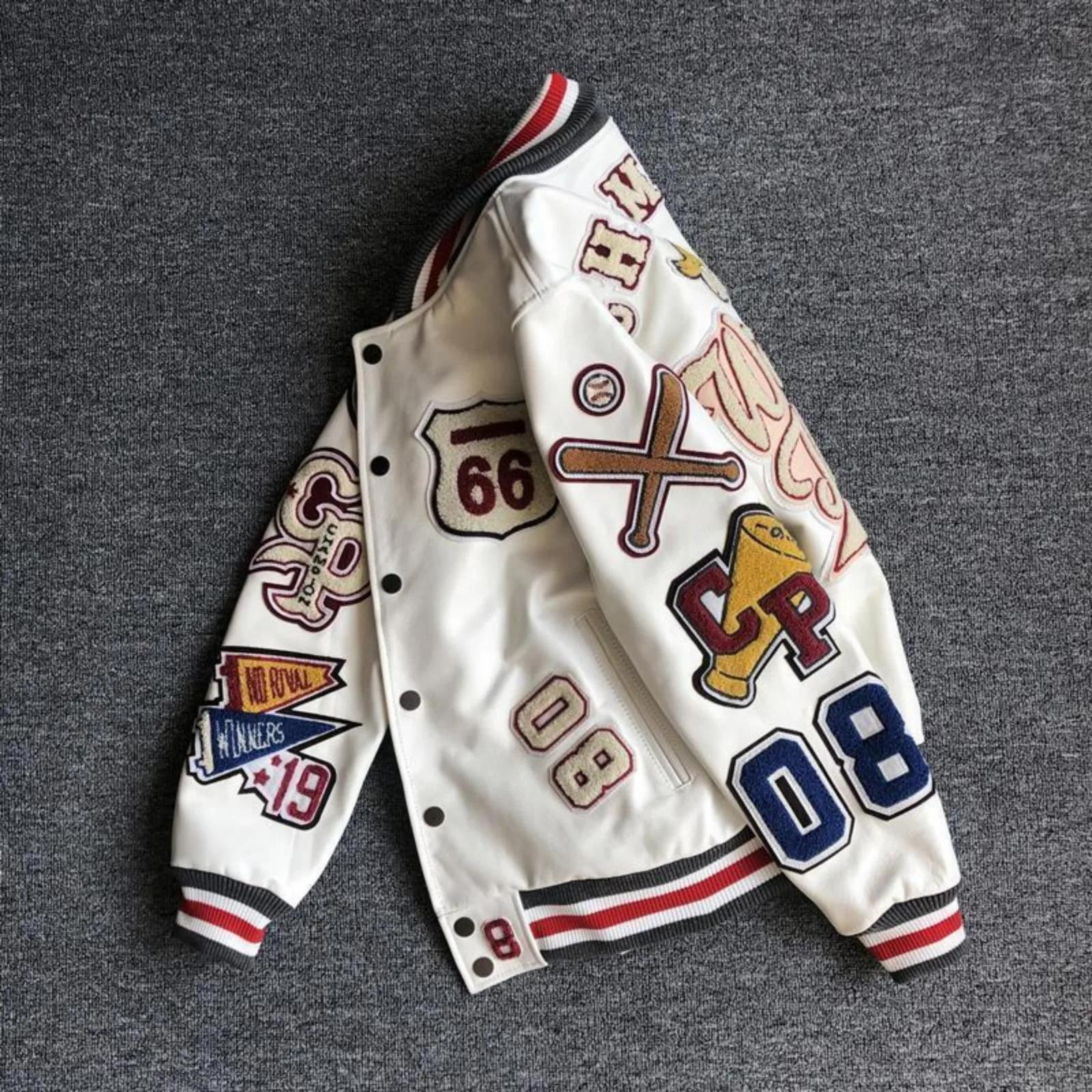 Veste de Baseball avec lettres brodées rétro américaines pour hommes, veste ample de marque à la mod