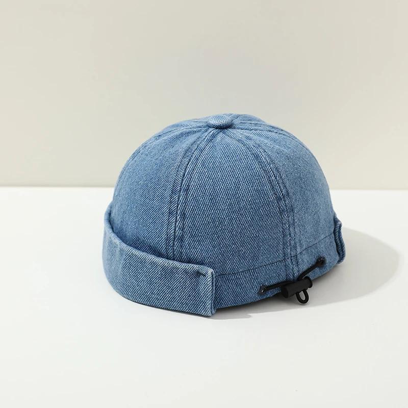 Casquette melon en denim bleu pour enfants, chapeau sans bord pour bébé breton, bonnet de proximité 