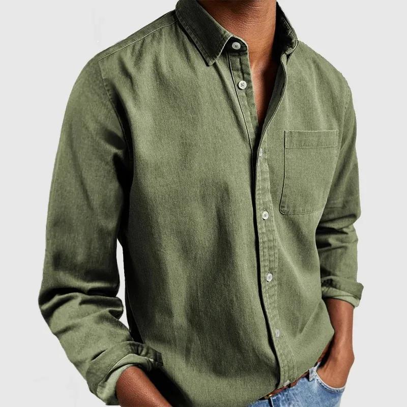 Chemise Slim Décontractée à Manches sulfet Col Rabattu pour Homme, Vêtement Classique et Boutonné, C