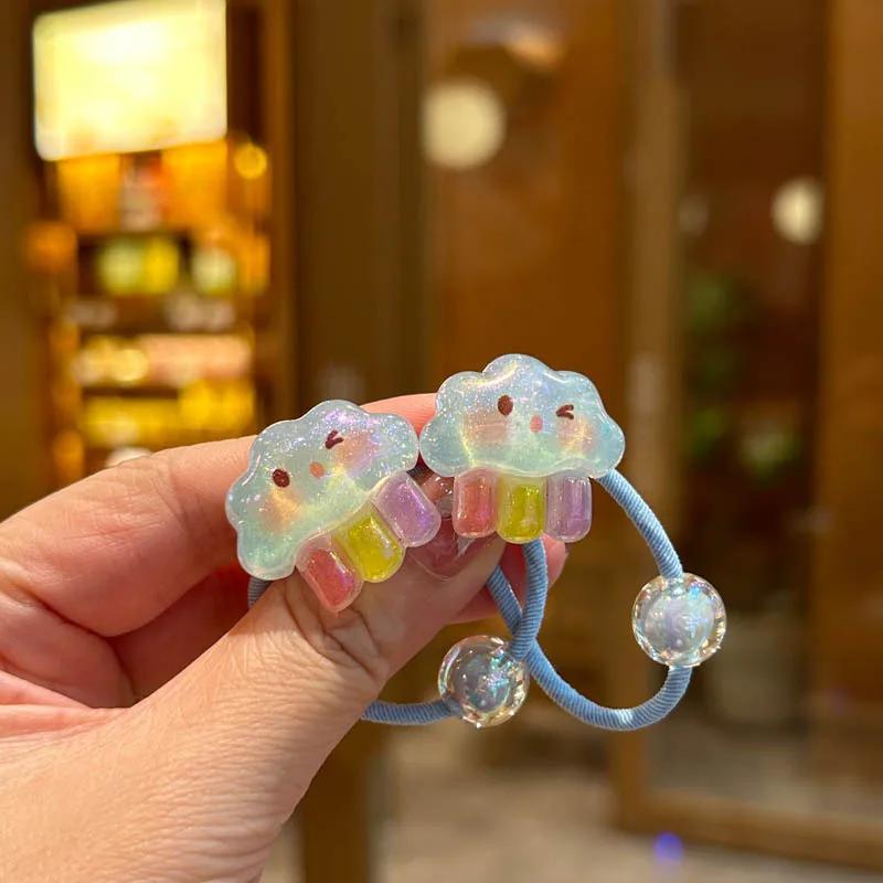 Jolies bandes élastiques arc-en-ciel pour filles, accessoires pour cheveux pour enfants, vêtements d