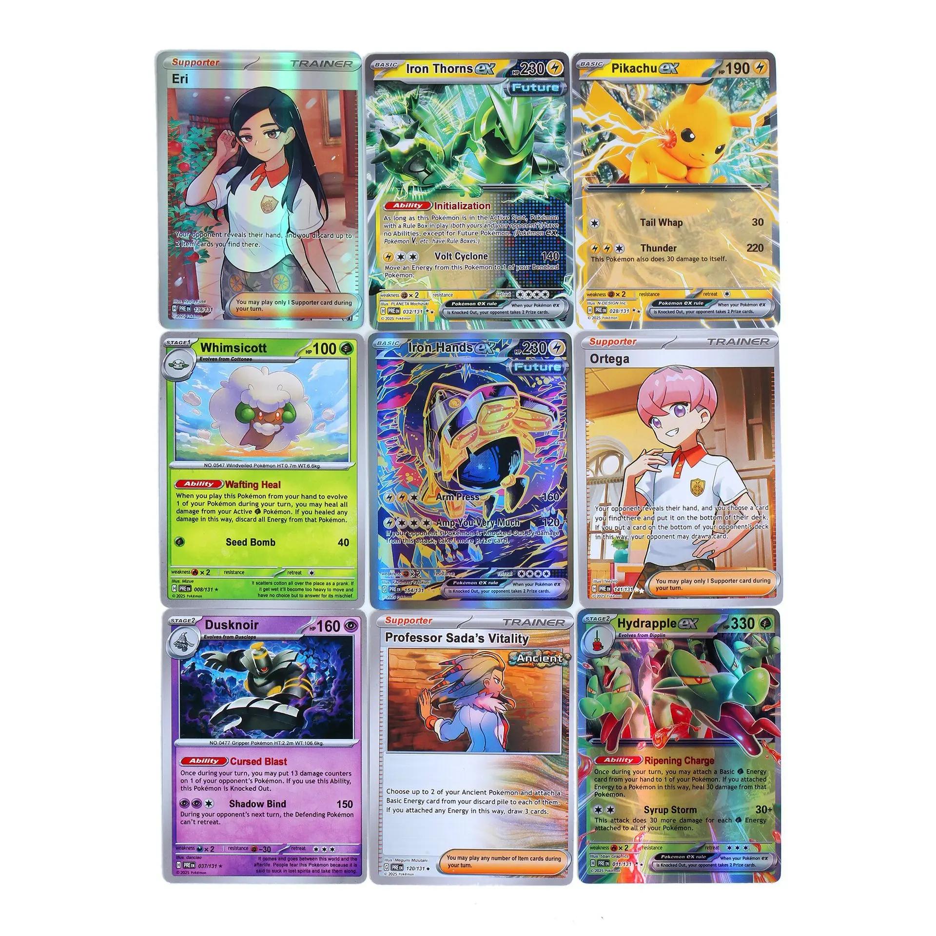 90-360 pièces de cartes Pokémon espagnoles, anglaises et françaises, Prismatic Evolutions, Surging S