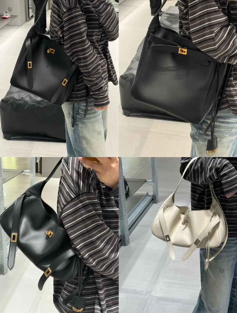 Sacs fourre-tout à boucle de ceinture 2026 pour femmes, en cuir de vachette, sacs hobo de luxe de cr