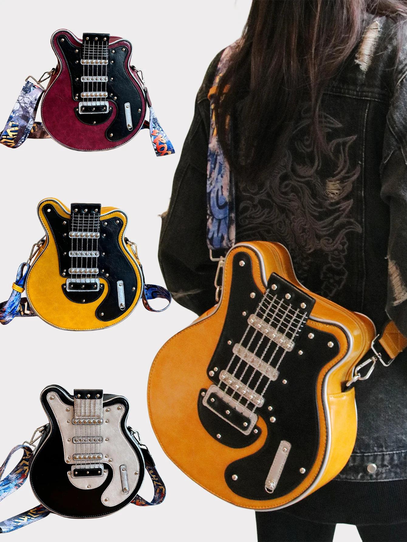 Personnalité créative Y2K fille chaude américaine rétro guitare forme sac basse guitare sac de forme