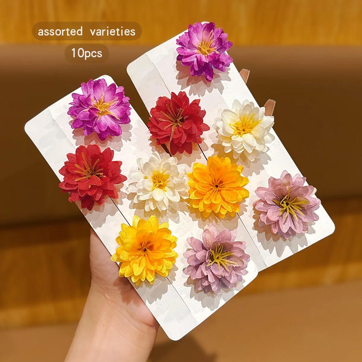 10 pinces à cheveux à fleurs aléatoires colorées pour un usage quotidien comme accessoires pour chev