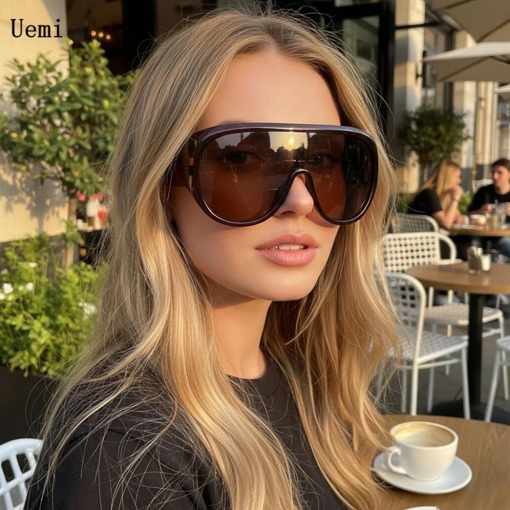 Lunettes de soleil de luxe surdimensionnées pour femmes et hommes, grandes lunettes de sport, tendan