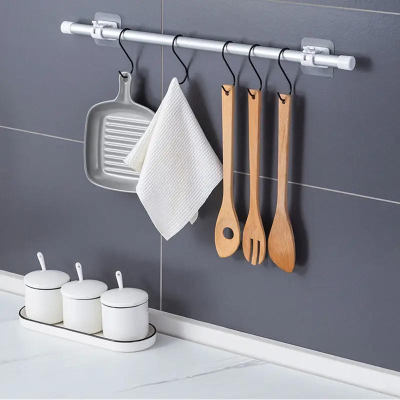 Crochets auto-adhésifs sans poinçon, crochet à Clip pour tringle à rideau de douche, support suspend