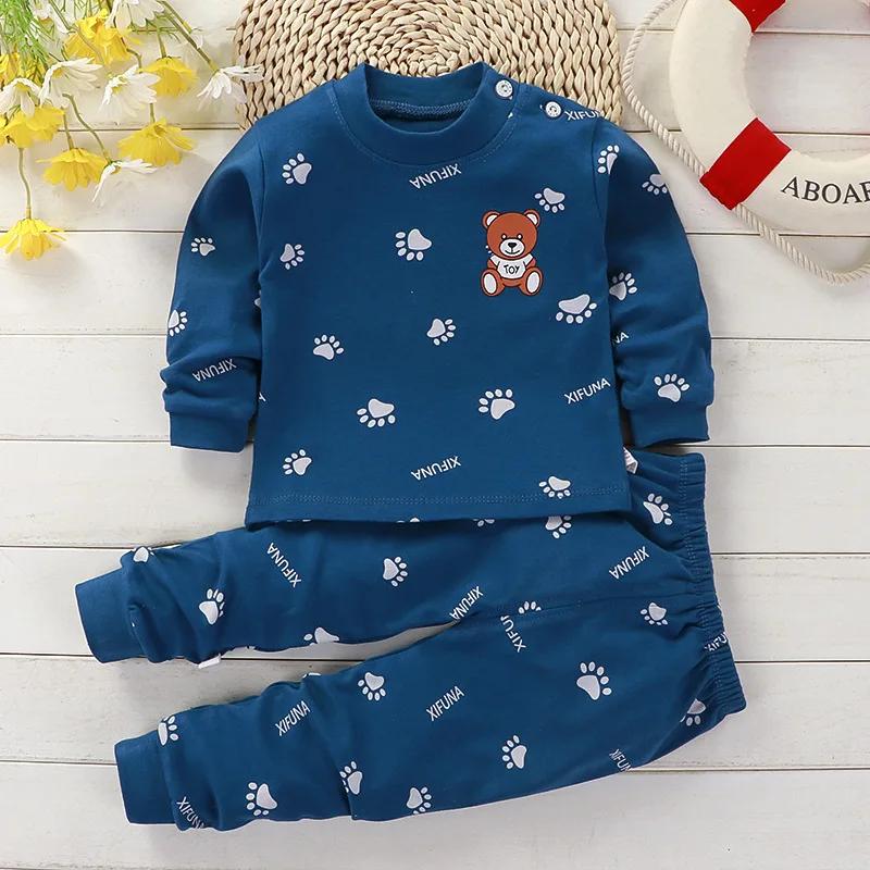Pyjama d'automne pour filles et garçons, hauts à manches longues + pantalons, vêtements de maison à 