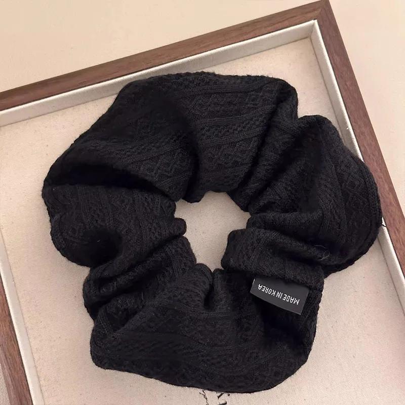 Élastique à cheveux volumineux style vintage pour femmes, motif tricoté, accessoire de mode pour che