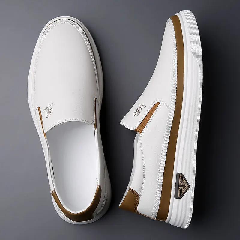 Nouvelles baskets décontractées en cuir véritable pour hommes 2025, mode printemps-été, chaussures b