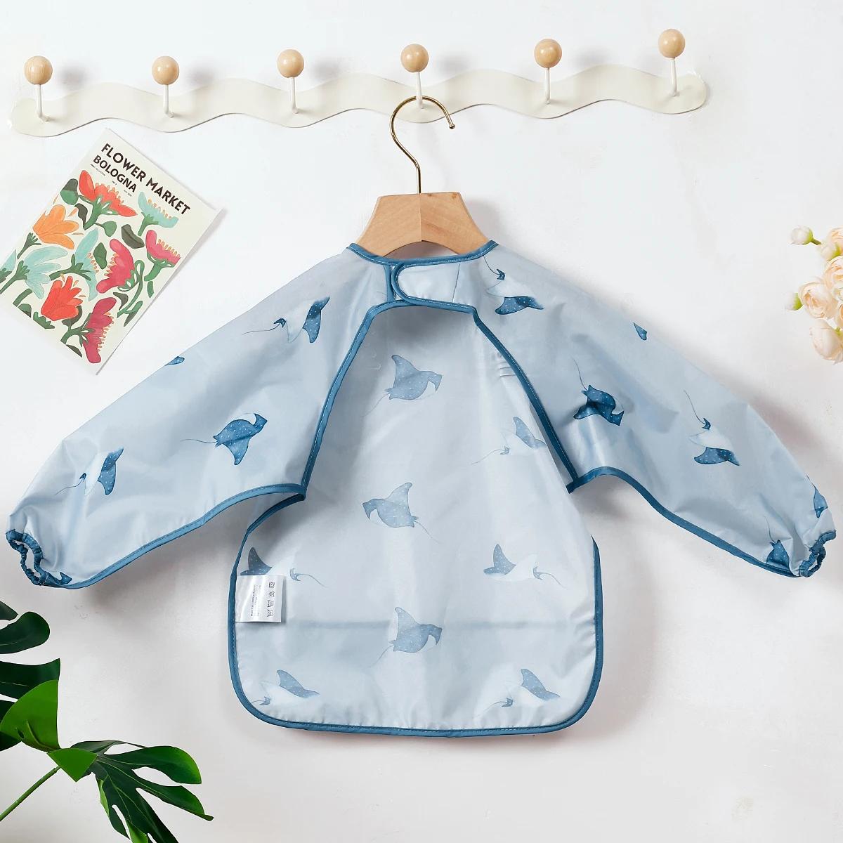 Elinfant 1PC bavoirs à manches longues, bavoirs d'alimentation imperméables, chiffon de rot lavable,