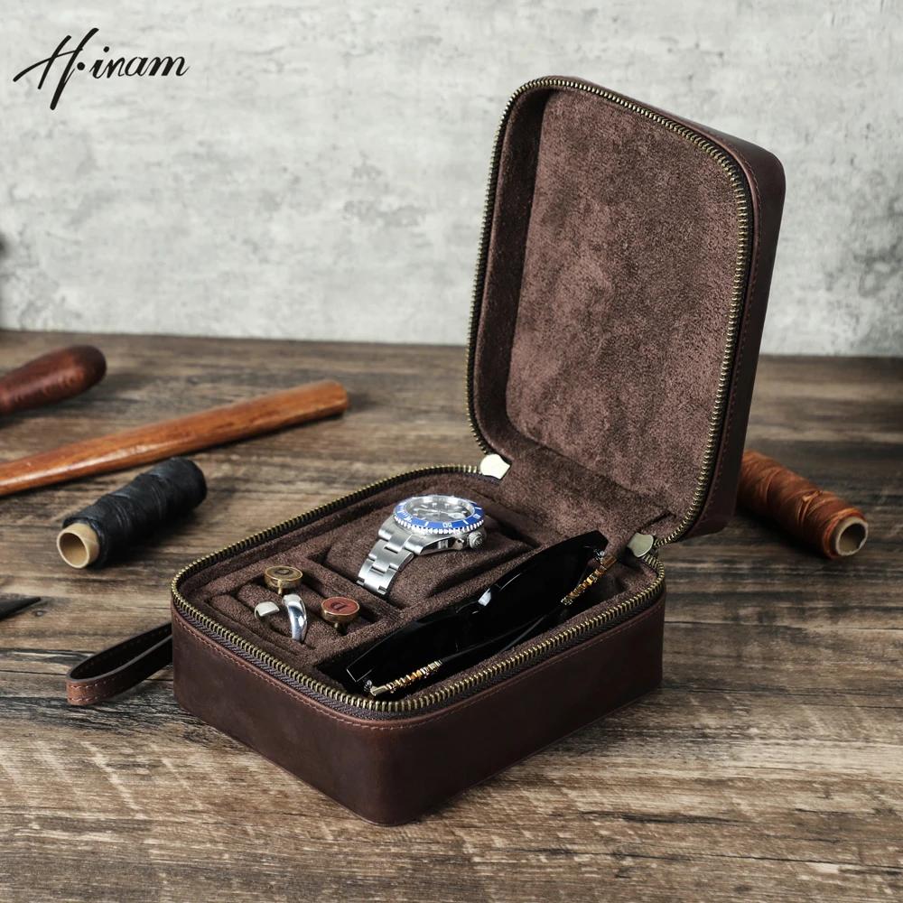 Boîte de Rangement Rétro en Cuir group pour Homme, Bijoux, Bagues, Vitrine, Lunettes de Soleil, Voya