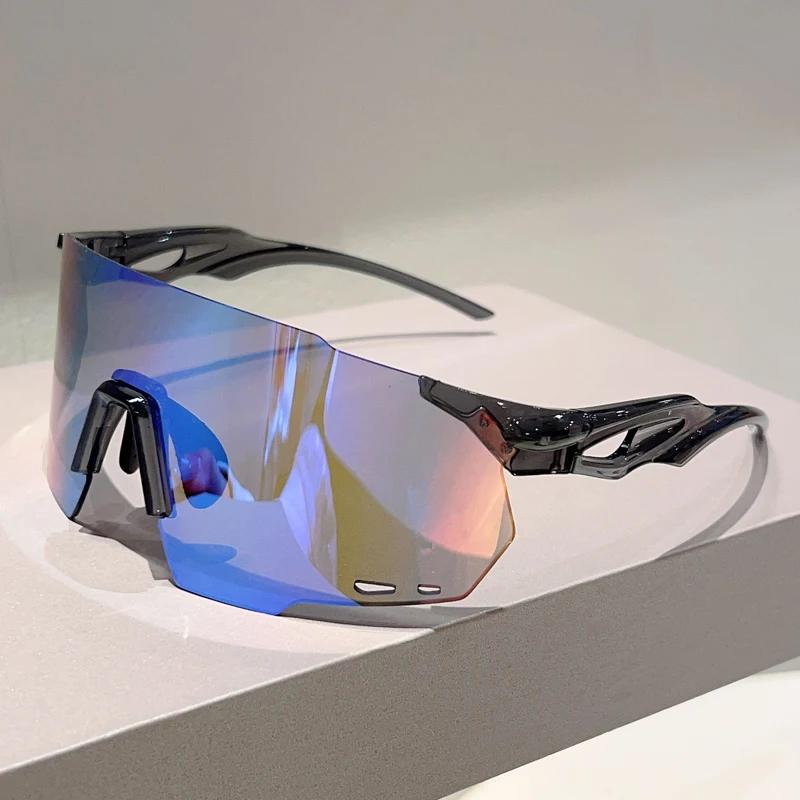 KAMMPT – lunettes surdimensionnées sans bords pour hommes, miroir rond enveloppé, lunettes de soleil