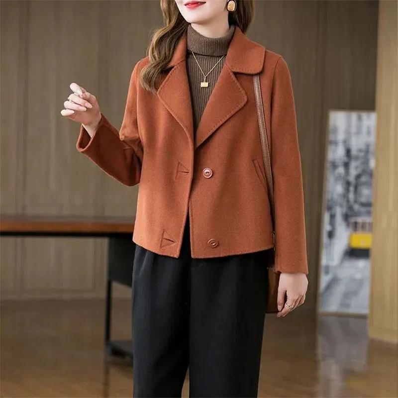 Manteau court en laine double face pour femme, veste décontractée, design de mode, coréen, printemps