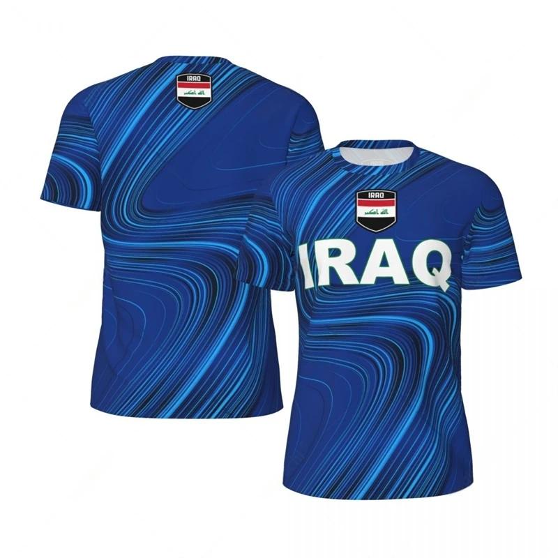T-shirt de sport pour homme à séchage rapide et respirant, imprimé 3D drapeau d'Irak, maillot de foo