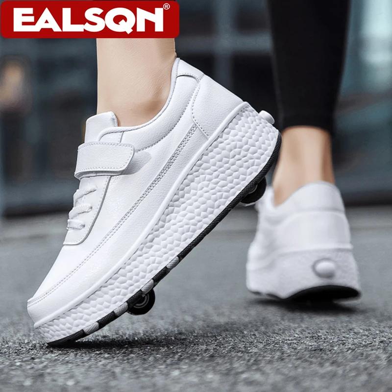 Chaussures de roller pour enfants, baskets à deux roues, chaussures de sport déformables à la mode p