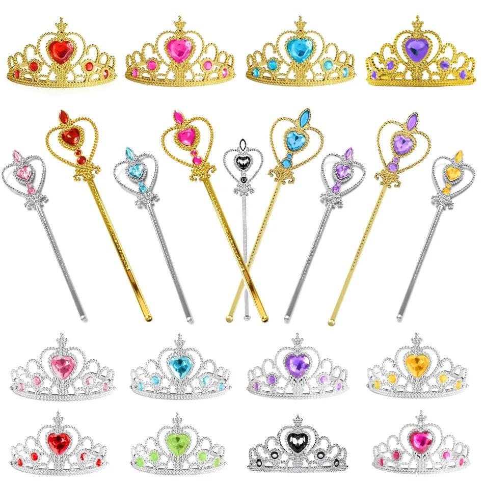 Accessoires de déguisement de princesse pour enfants, baguettes, diadèmes et couronnes pour petites 