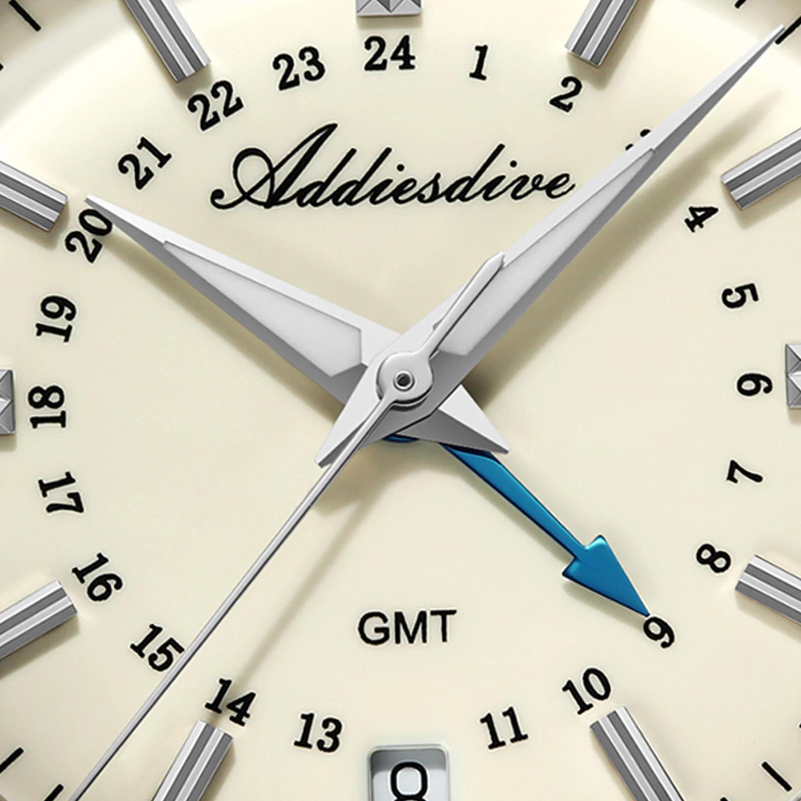 ADDIESDIVE 36mm montre analogique pour hommes GMT 515-24H montre BGW9 lumineux 100m étanche en acier