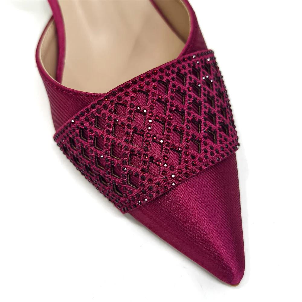 NigWin-Chaussures à talons couleur vin pour femmes, ensemble de sac à main en biscuits, design itali