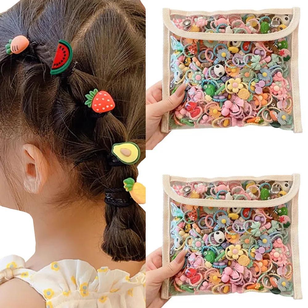 Attaches pour cheveux mignonnes pour filles, haute élasticité, animaux de dessin animé, fleurs et fr