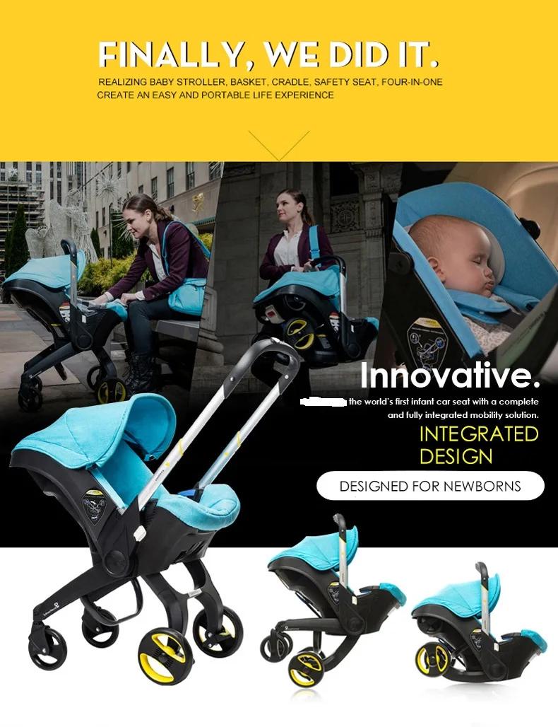Poussette et siège auto 4-en-1 légère, pliage compact 60x45cm 360 °   Roues avant pivotantes, frein 