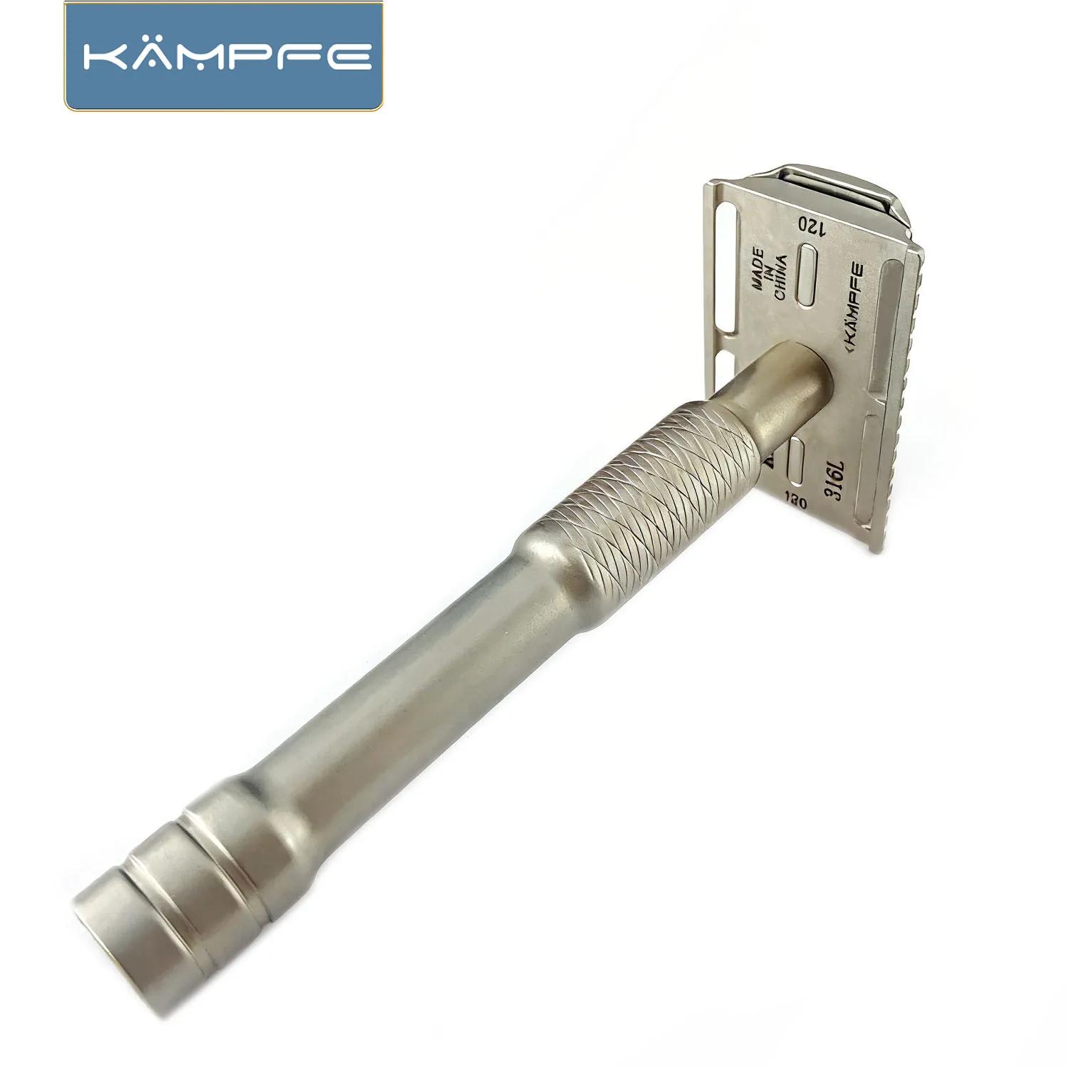 Rasoir de sécurité manuel vintage KAMPFE, à peigne fermé, en acier inoxydable, usiné CNC, pour homme