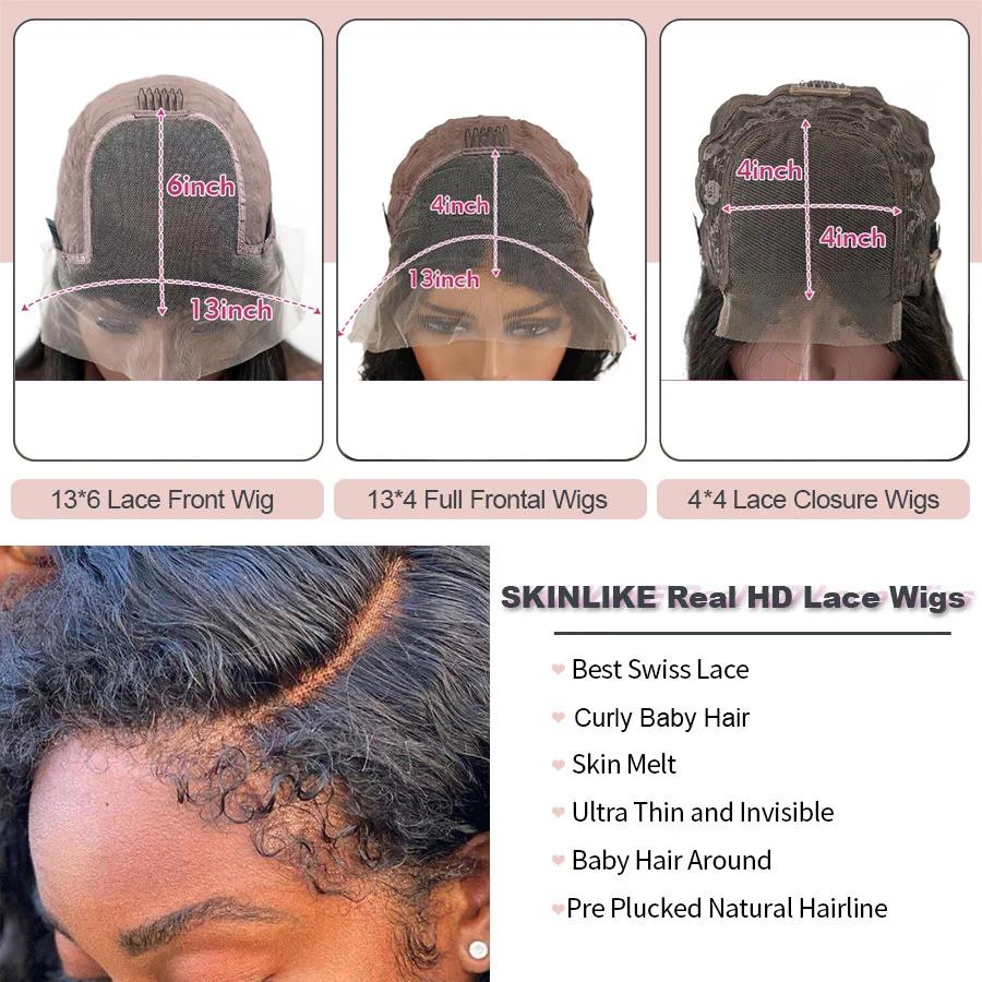 Perruque afro crépue bouclée pour femme, perruques frontales en dentelle, cheveux humains à vague pr