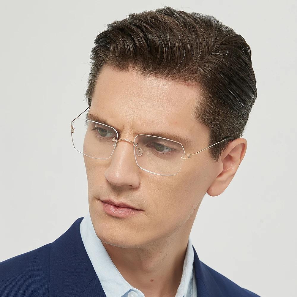 Danemark marque sans monture lunettes cadre ultraléger sans vis hommes affaires lunettes carrées fem