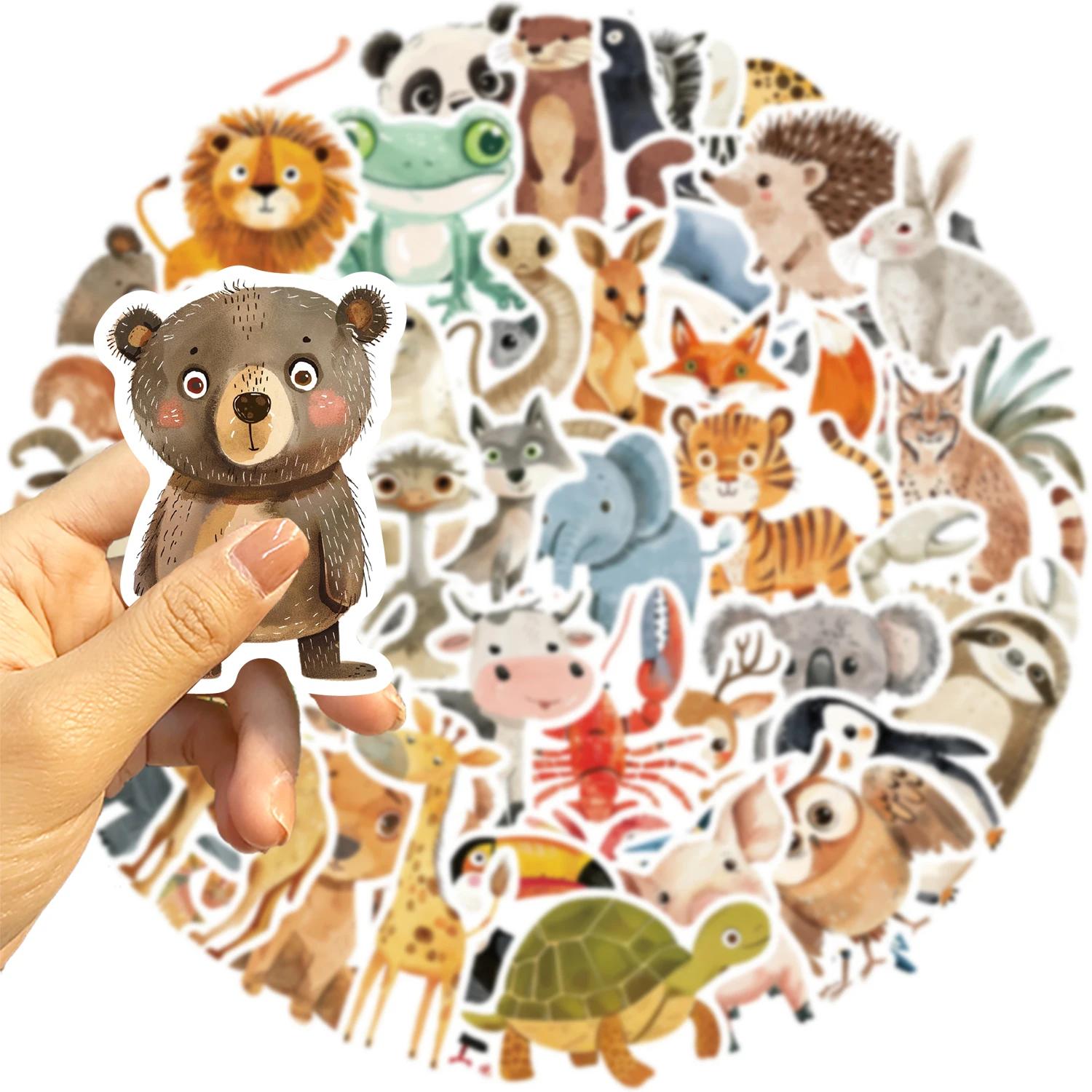 50pcs mignon enfants livre peintures animaux autocollants esthétique décalcomanie bagages Skateboard