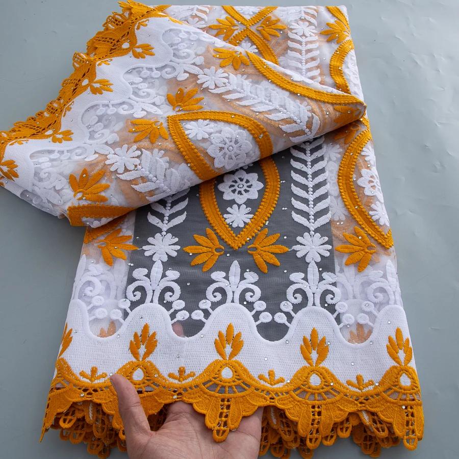 5 Yards de Tissu en Dentelle de Tulle Africain Soie Lactée, Nouvelle Dentelle Nigériane Française en