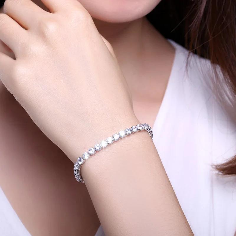 Bracelet de Tennis en Zircon Micro-incrusté de 4mm pour femmes, nouveaux hommes, accessoires de bijo