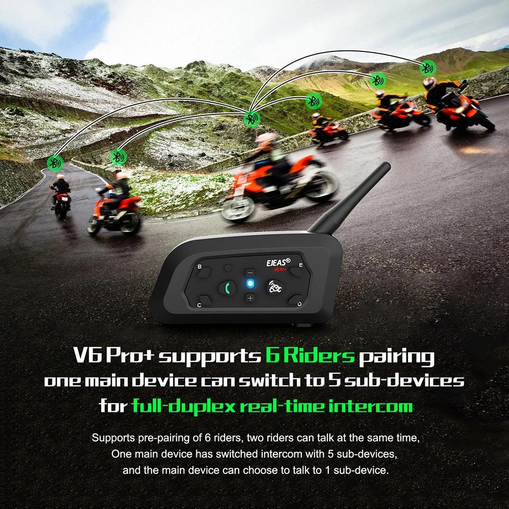 EJEAS V6 PRO Moto Casque Casque Bluetooth Interphone Communicateur 800M Pour 2 Coureurs IP65 Étanche
