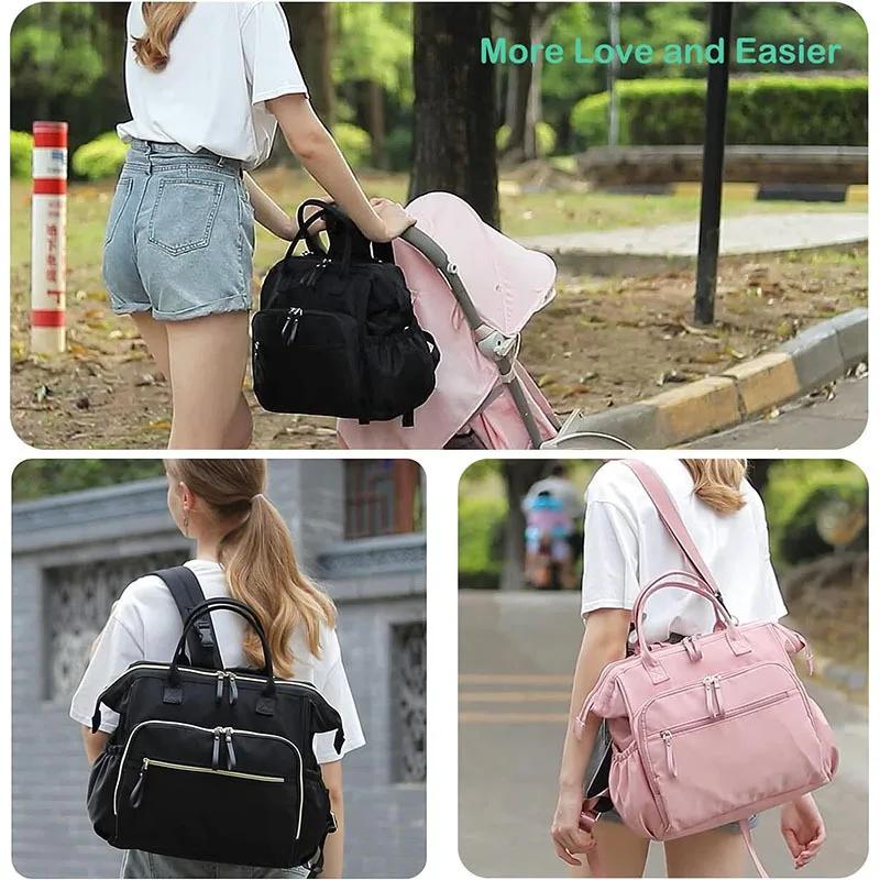 Sac à couches grande capacité avec tapis à langer - Sac suspendu poussette pratique allaitement maman