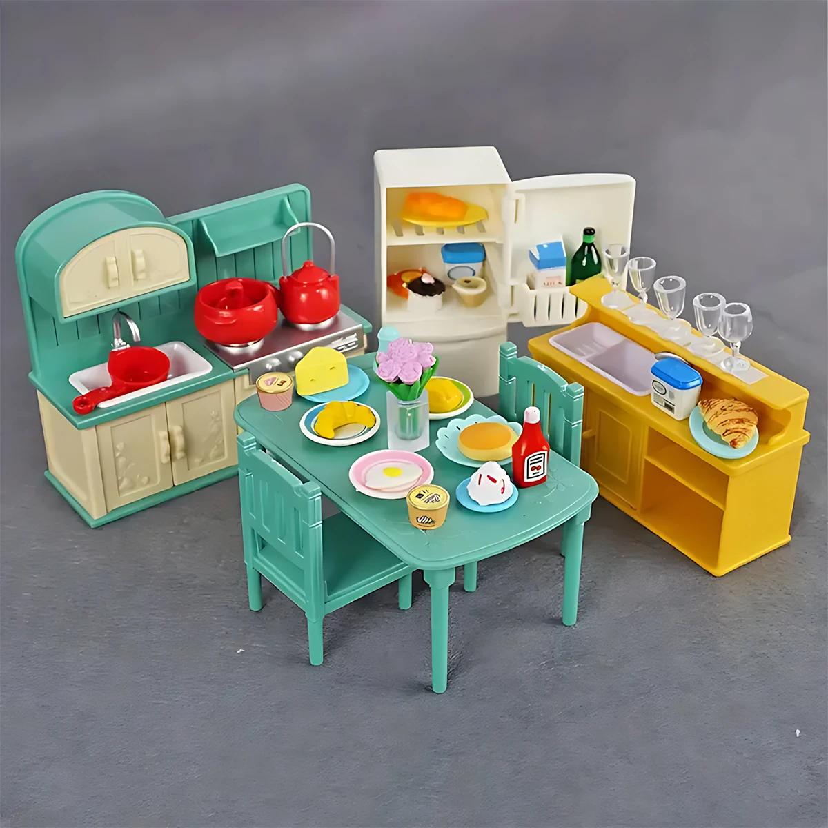 Meubles miniatures forêt, cuisine familiale, jouet, Table à manger, accessoires pour maison de poupé