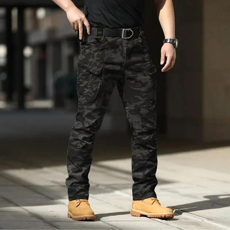 Pantalon Cargo imperméable pour hommes, élastique, poches multiples, militaire, jogging d'extérieur,