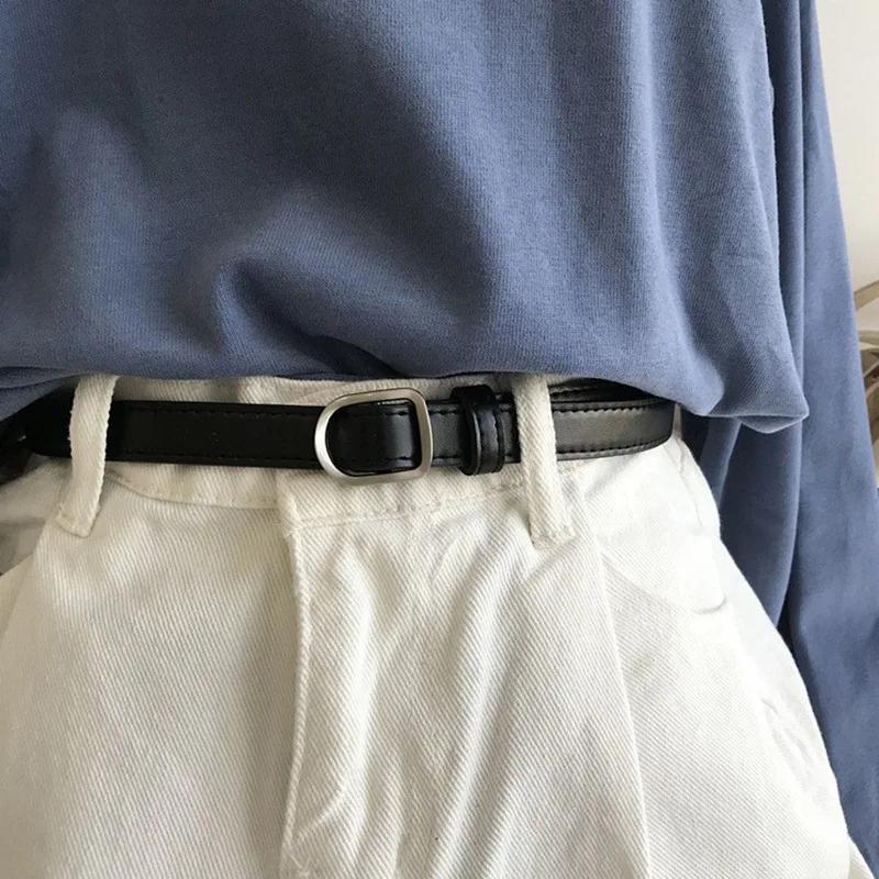 Ceinture paresseuse décontractée Simple perforée pour femmes, associée à des jeans, ceinture en cuir