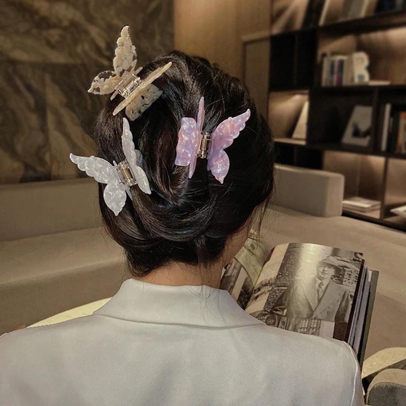Pince à cheveux en acétate vintage pour femmes et filles, pince à cheveux papillon doux, barrettes e