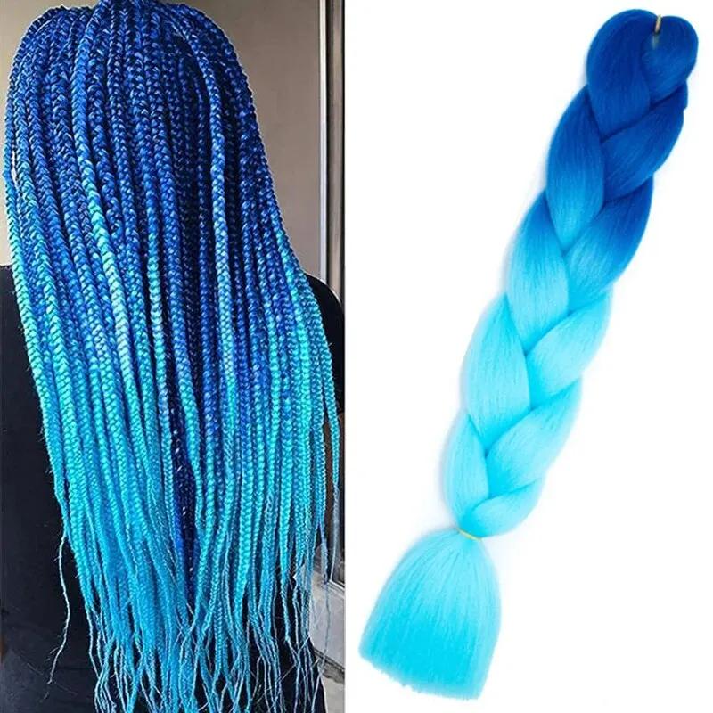 24 pouces Ombre Jumbo tressage cheveux pour Crochet torsion boîte tresses arc-en-ciel coloré haute t