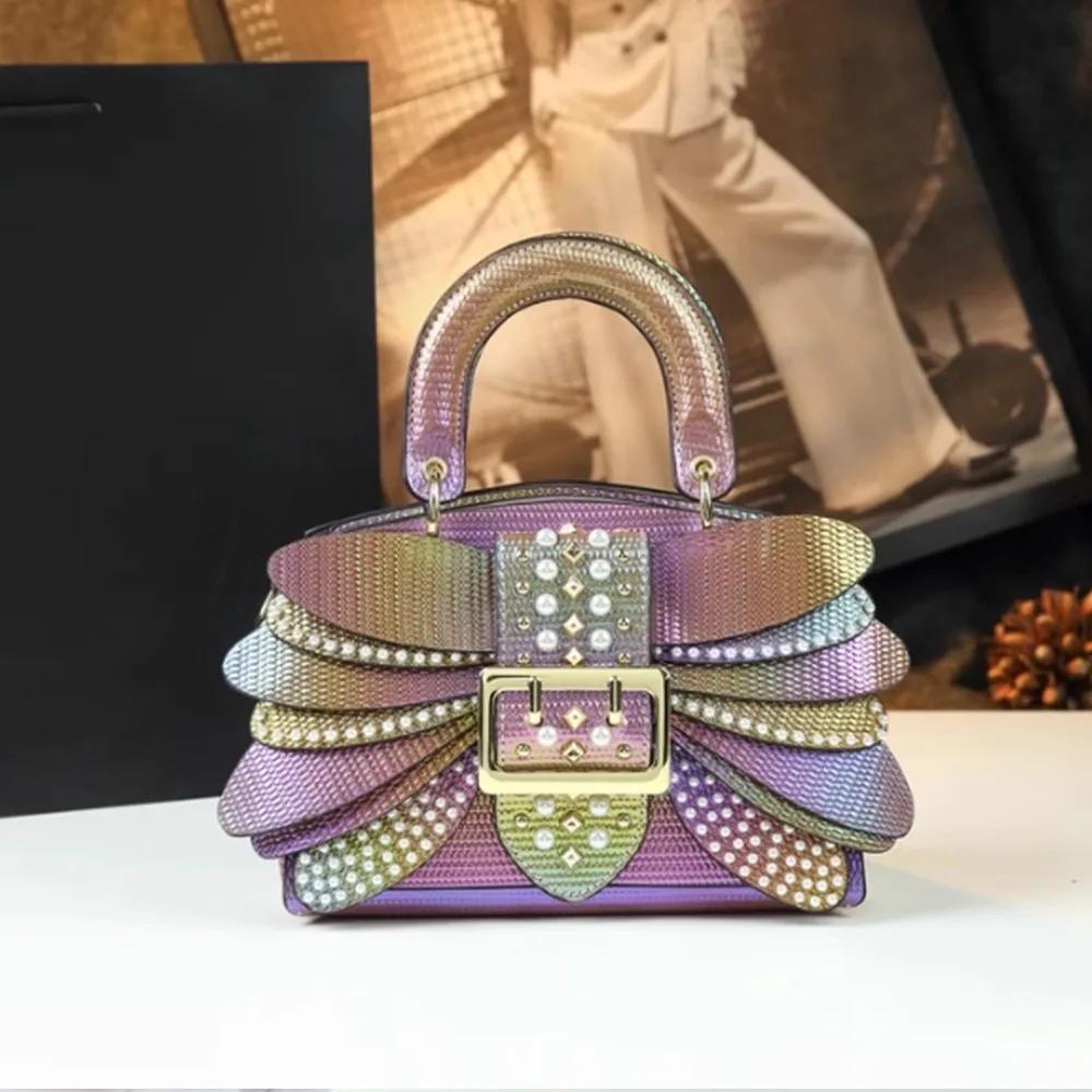 Nouveau Sac à Main Femme 2026 en Cuir Véritable avec Rivets Perlés, Sac Tendance et Polyvalent, Mini