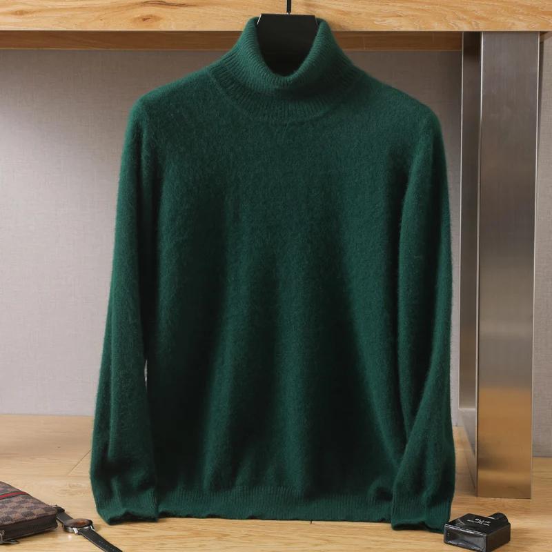 Pull à col roulé en cachemire de vison pour homme, ample, tricoté, grande taille, garde au chaud, au