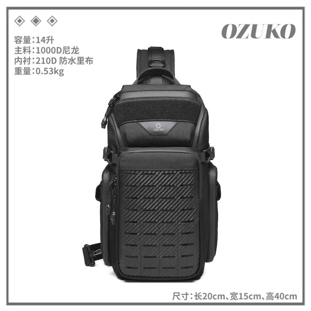 OZUKO hommes sacs de poitrine Sports de plein air tactique bandoulière sacs à bandoulière mâle étanc