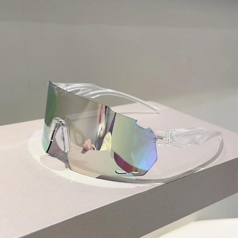 KAMMPT – lunettes surdimensionnées sans bords pour hommes, miroir rond enveloppé, lunettes de soleil