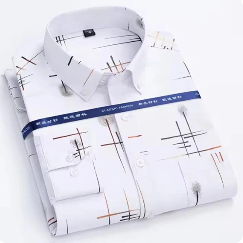 Chemise à manches longues déformable pour hommes, vêtements décontractés d'affaires, mince, coupe co