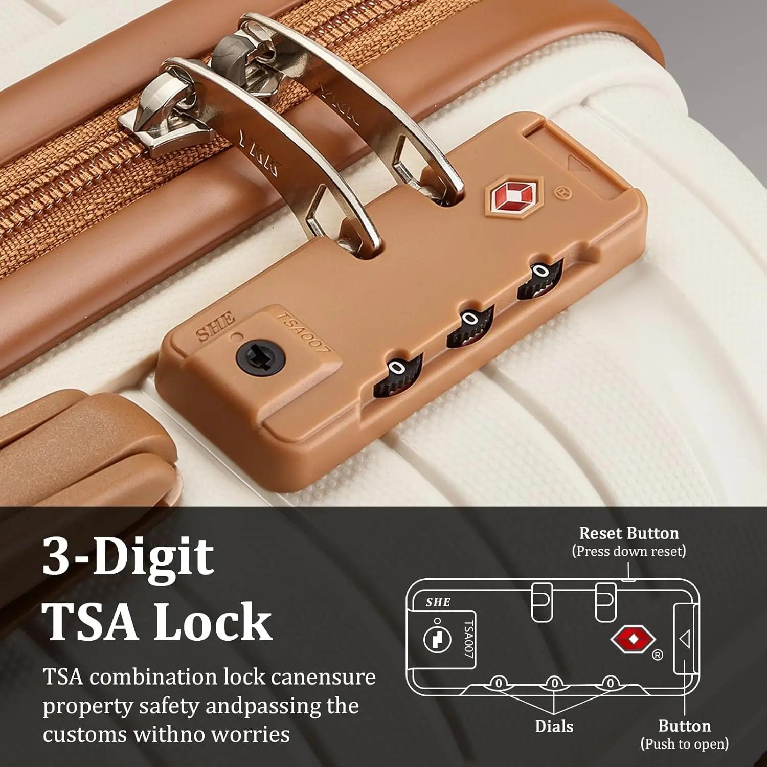 Ensembles de bagages légers et durables à coque rigide en PP, valise de voyage avec sac polochon et 