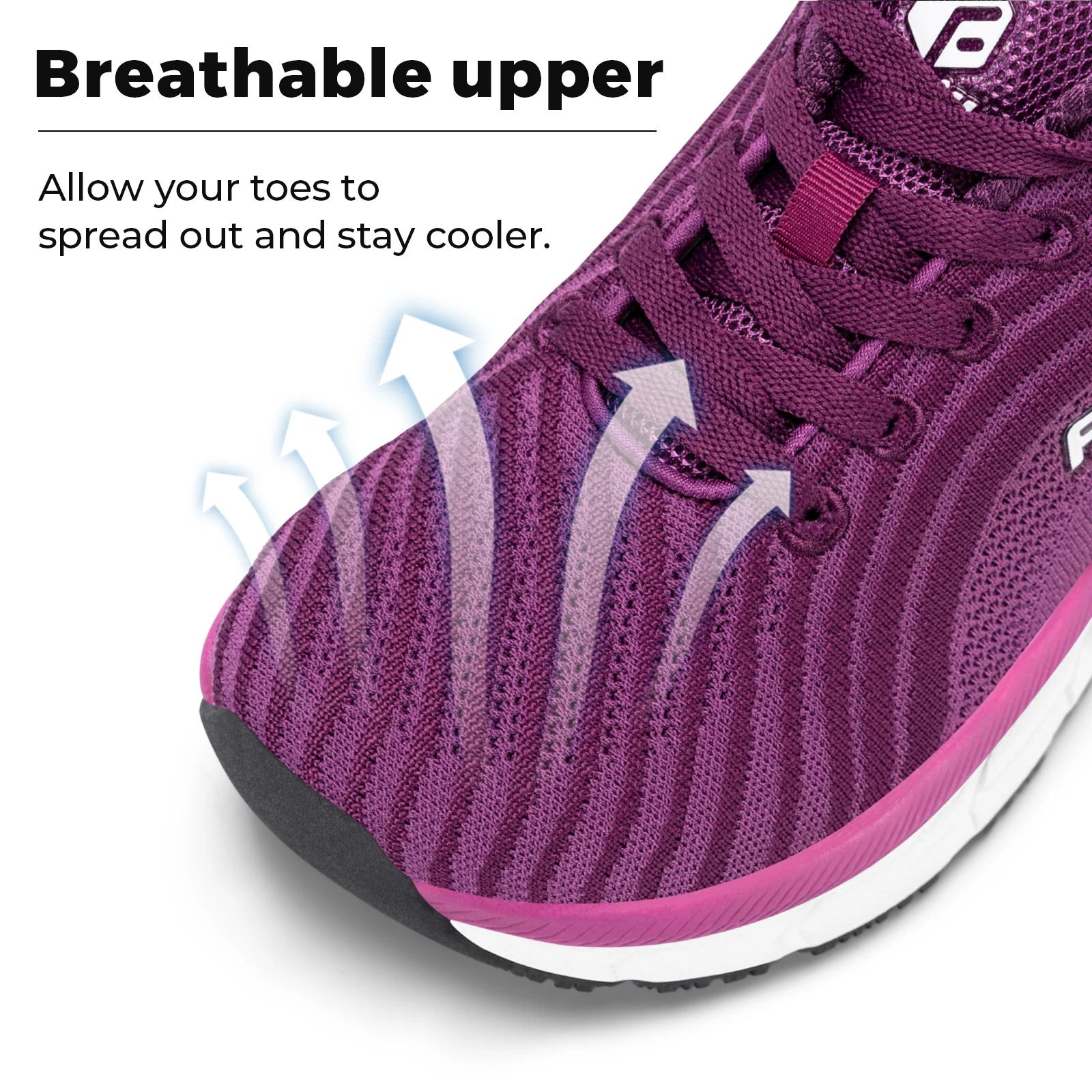 Chaussures FitVille à bout large pour femmes, respirantes, légères, pour pieds enflés, avec amorti p