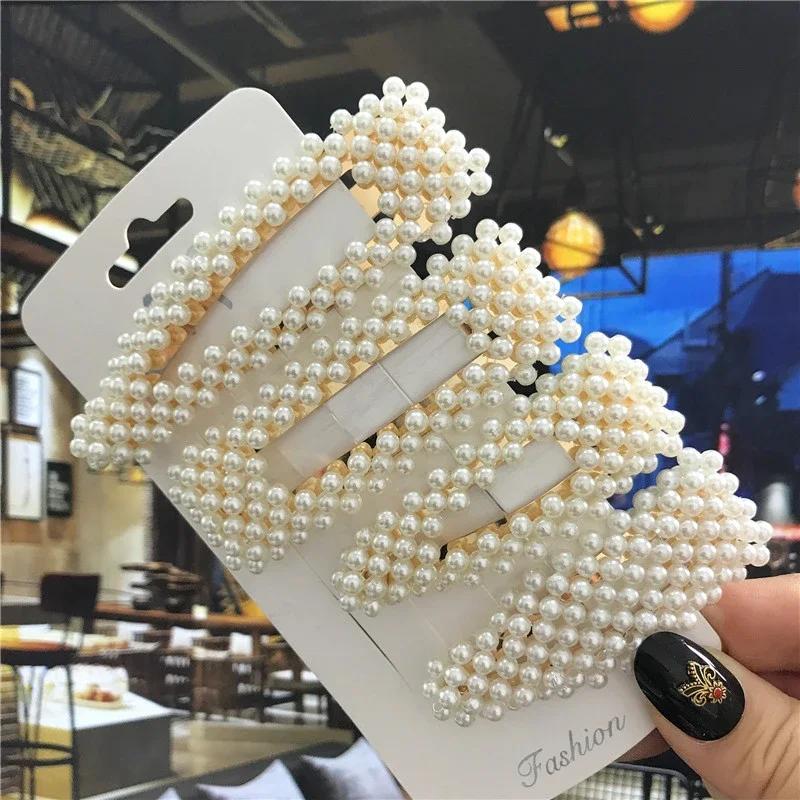1 ensemble de pinces à cheveux en perles faites à la main pour femmes, Barrettes à fleurs géométriqu