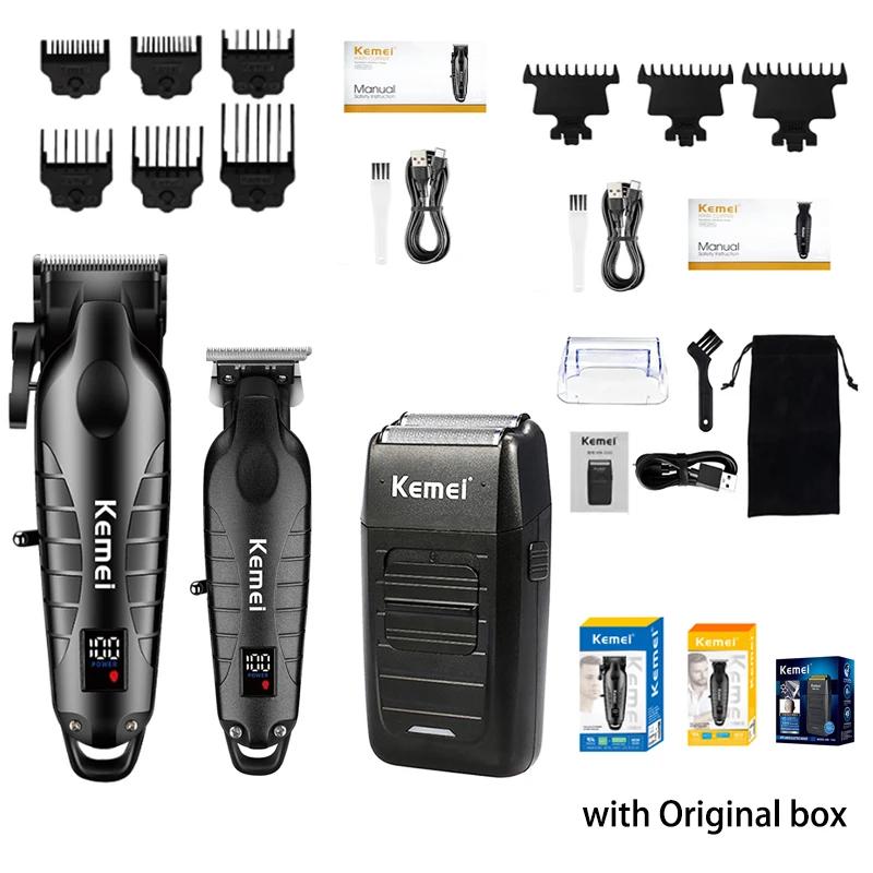 Kemei Kit de tondeuse à cheveux pour hommes, rasoir électrique, tondeuse à cheveux, machine de décou