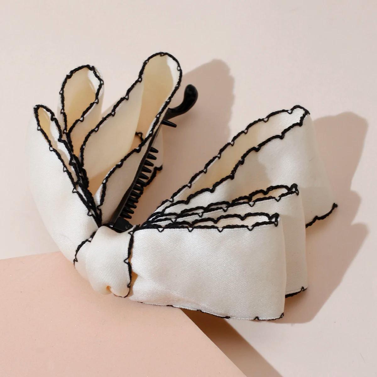 Lystrfac nouvelle couleur unie mode tissu arc banane pinces à cheveux épingle à cheveux pour les fem