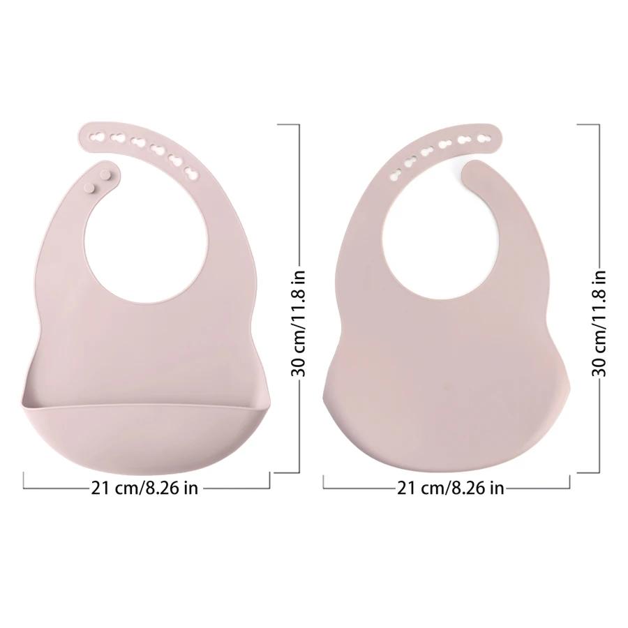 2 pièces enfant en bas âge Silicone plaque de poitrine bébé bavoir imperméable couleur unie infantil