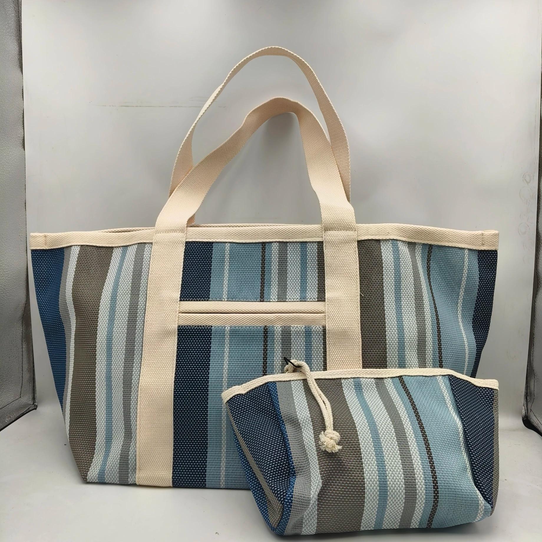 Sac à bandoulière rayé de couleur de haute qualité, grande capacité, sac de rangement, sac de shoppi